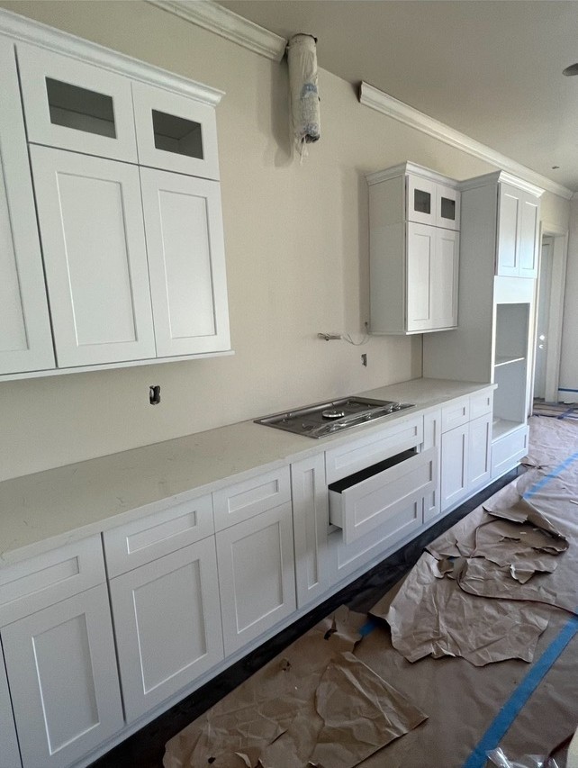 即将完工的纽约厨房装修工程 高品质橱柜和台面