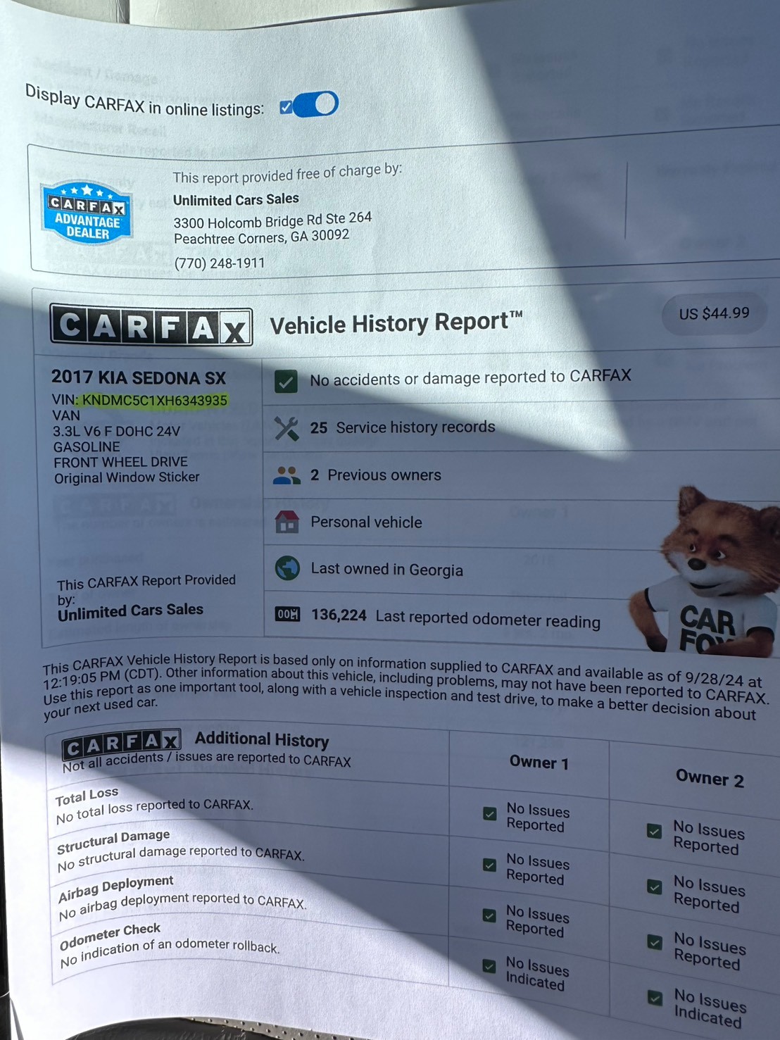 2017 KIA Sedona SX Advanced Touring 8-Passenger Packag