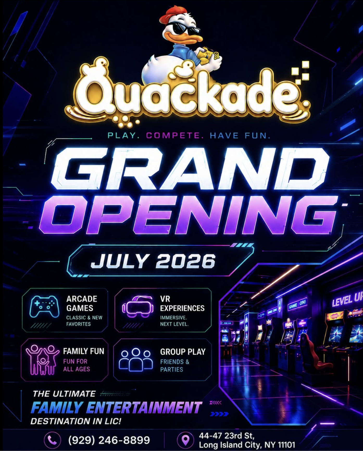 纽约长岛市电玩城招聘QUACKADE